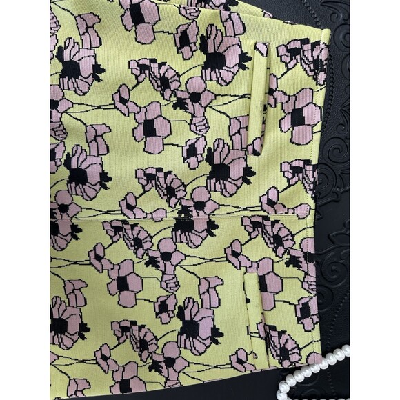 Zara Green Pink Floral Knit Mini Stretch Zipper Retro Skirt Size M - Picture 5 of 6